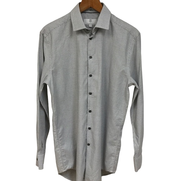 CHRISTIAN LACROIX sz 15 Neck Button Up Shirt Long Sleeves Classy Gray - Picture 1 of 8